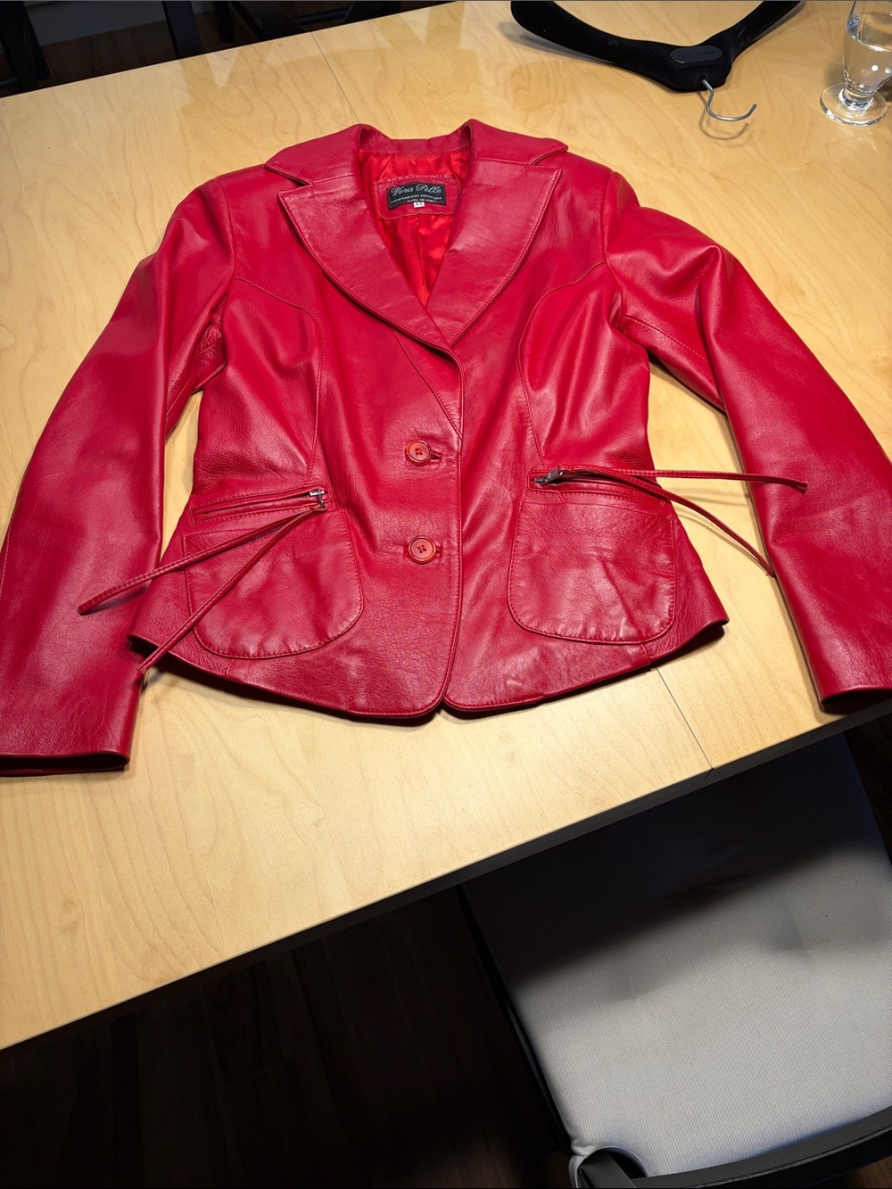 Vera Pelle Red Leather Women's Blazer Jacket